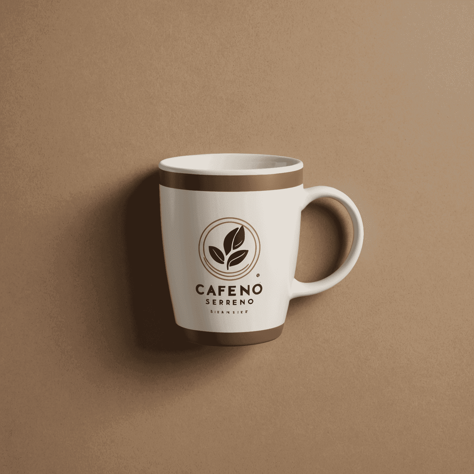 Imagen de la nueva identidad de marca de Café Sereno, mostrando un logotipo minimalista de una taza de café con líneas suaves y colores tierra