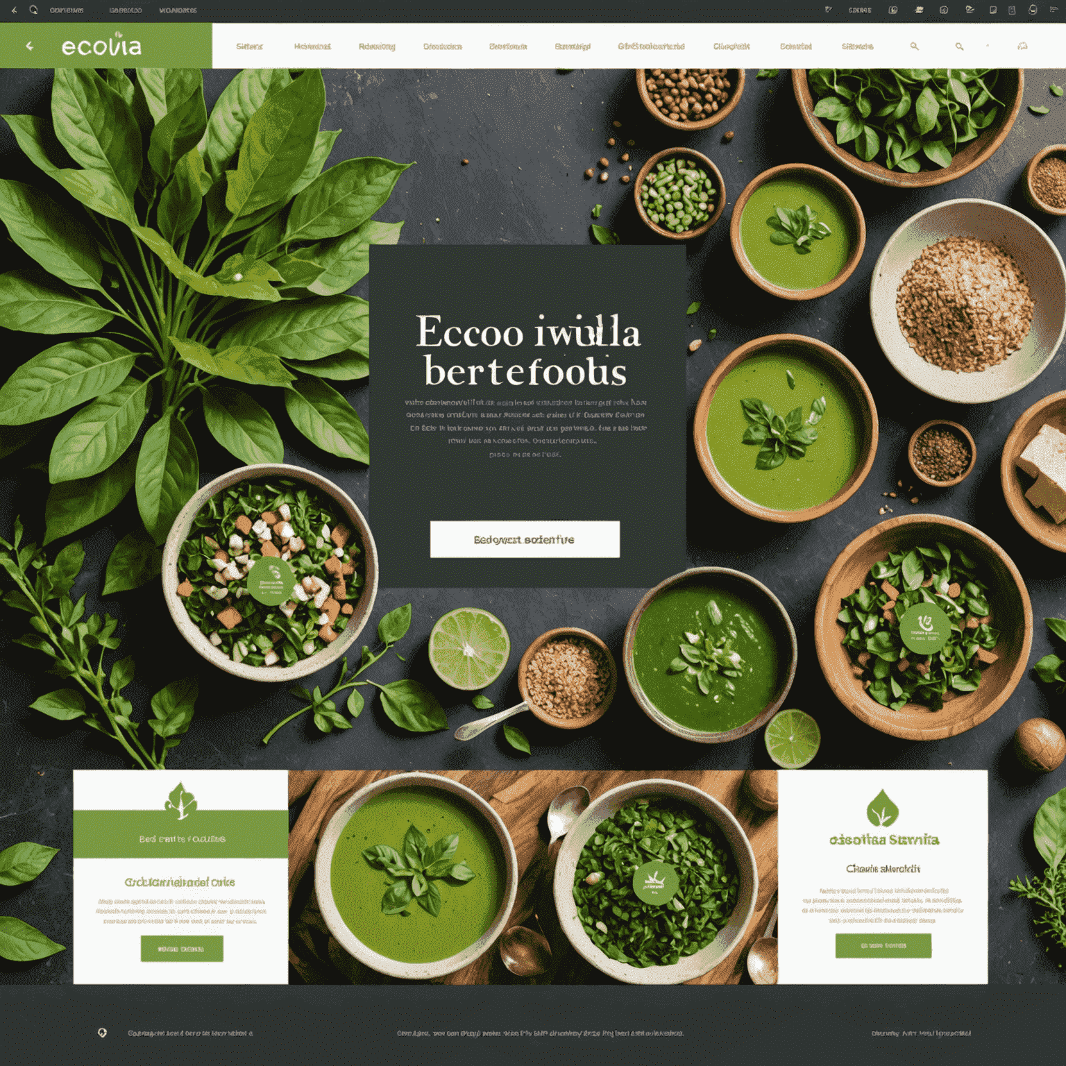 Captura de pantalla del sitio web rediseñado de EcoVida, mostrando una interfaz limpia con imágenes de productos ecológicos y una paleta de colores verdes y terrosos